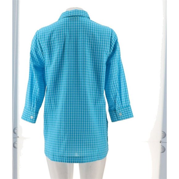 NWT JOAN RIVERS TEXTURED BUTTON FRONT SHIRT W/SIDE BUTTONS AQUA XS - Picture 5 of 12